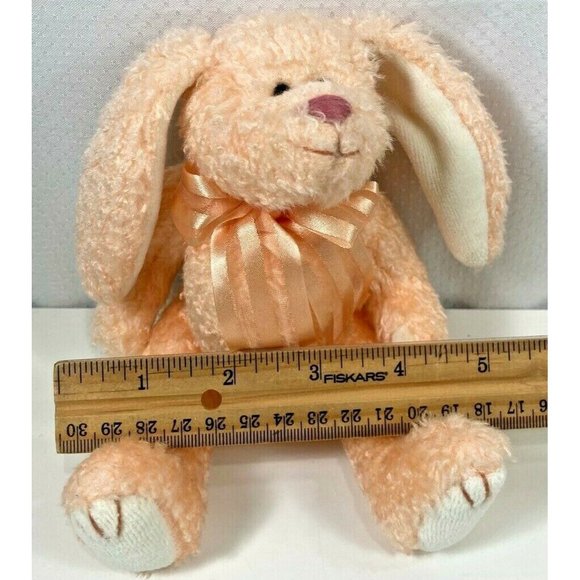 Vtg Ty Bunny Rabbit Plush Stuffed Animal Toy Orange Ribbon Bow Jointed 1993 8" - Picture 6 of 9